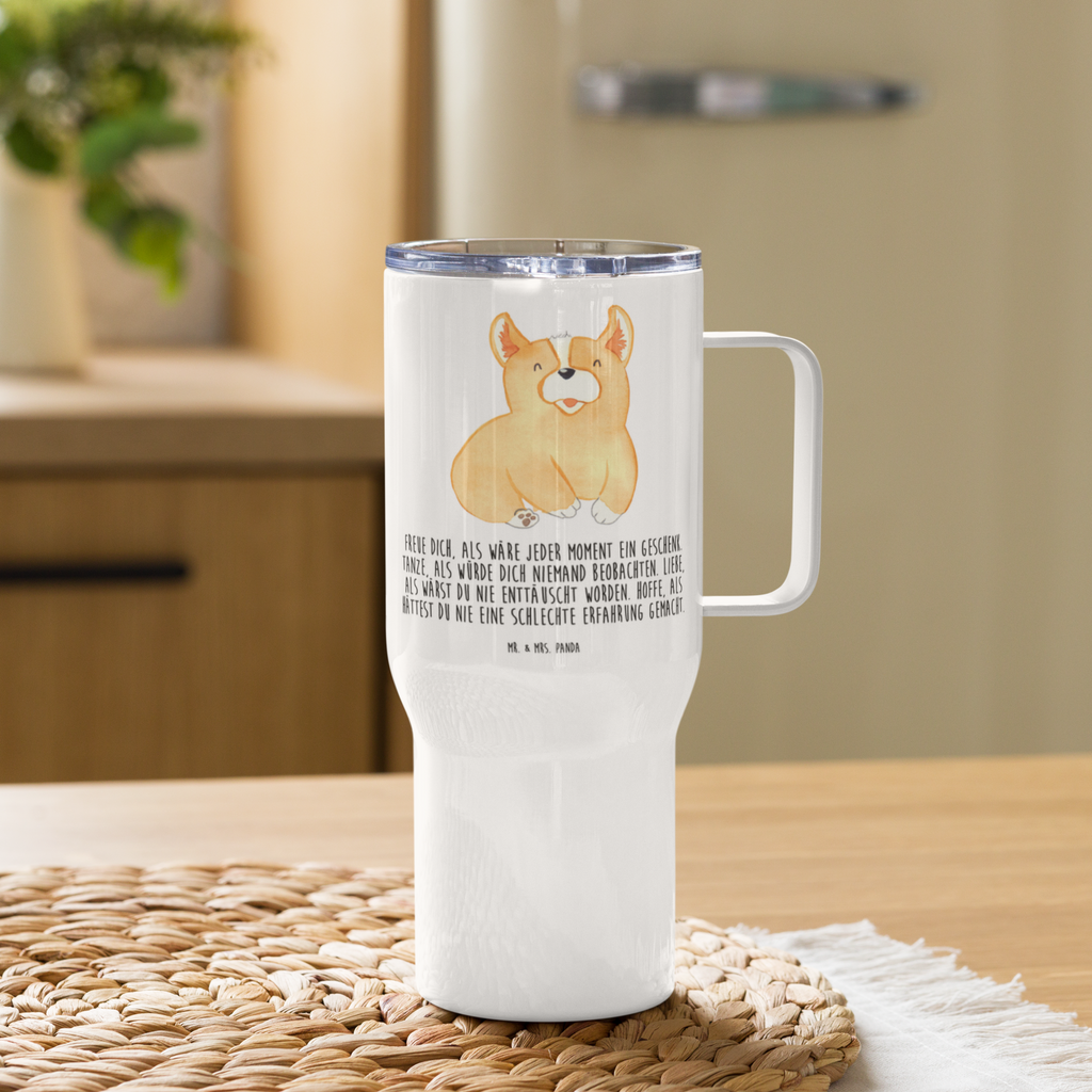 XXL Thermobecher Corgie Thermobecher, XL Thermobecher, Reisebecher, XL Reisetasse, Großer Thermobecher, Autobecher, Jumbo Becher, Hund, Hundemotiv, Haustier, Hunderasse, Tierliebhaber, Hundebesitzer, Sprüche, Corgie, Welsh Corgie Pembroke, britisch, Motivation, Spruch, Hundespruch, Lebensfreude