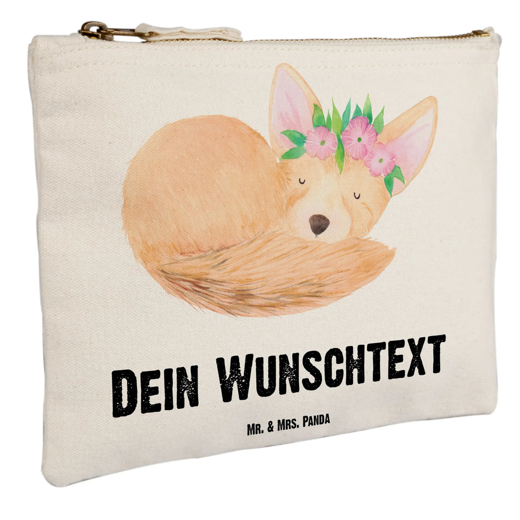 Personalisierte Schminktasche Wüstenfuchs Blumenkranz Personalisierte Schminktasche, Personalisierte Kosmetiktasche, Personalisierter Kosmetikbeutel, Personalisiertes Stiftemäppchen, Personalisiertes Etui, Personalisierte Federmappe, Personalisierte Makeup Bag, Personalisiertes Schminketui, Personalisiertes Kosmetiketui, Personalisiertes Schlamperetui, Schminktasche mit Namen, Kosmetiktasche mit Namen, Kosmetikbeutel mit Namen, Stiftemäppchen mit Namen, Etui mit Namen, Federmappe mit Namen, Makeup Bg mit Namen, Schminketui mit Namen, Kosmetiketui mit Namen, Schlamperetui mit Namen, Schminktasche personalisieren, Schminktasche bedrucken, Schminktasche selbst gestalten, Afrika, Wildtiere, Wüste, Wüstenfuchs, Blumen, Blumenkranz, Glücklich