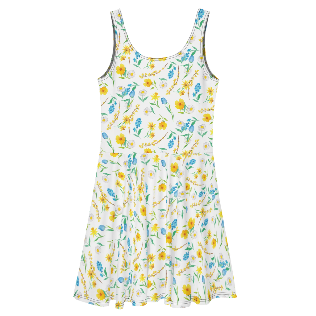 Sommerkleid Frühlingserwachen Design Sommerkleid, Kleid, Skaterkleid, Aquarell, Muster, Blumen, Wiese, Sommerblumen, Natur, Blumenmädchen