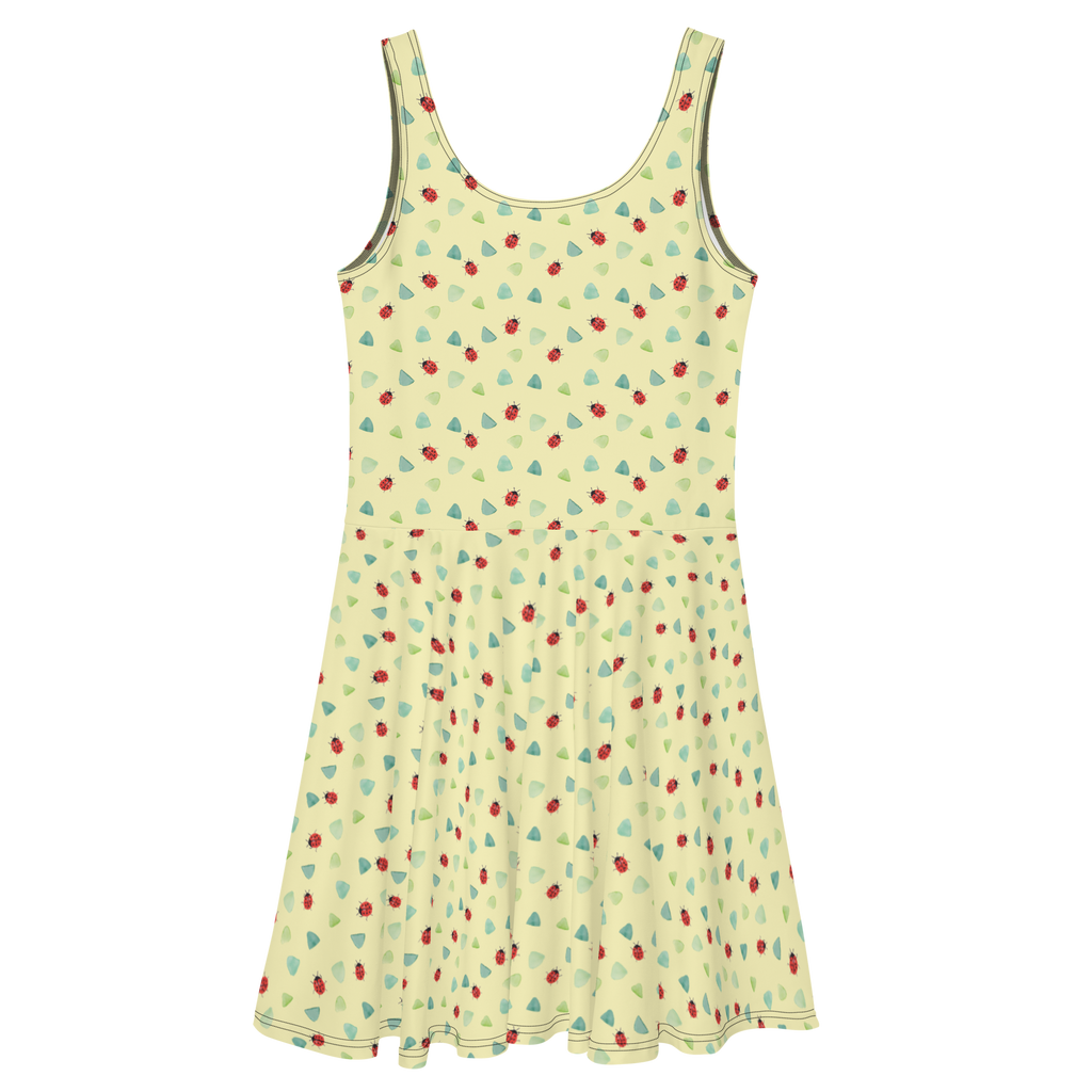 Sommerkleid Marienkäfer Design Sommerkleid, Kleid, Skaterkleid, Aquarell, Marienkäfer, grüne Punkte, Muster, niedlich, verspielt