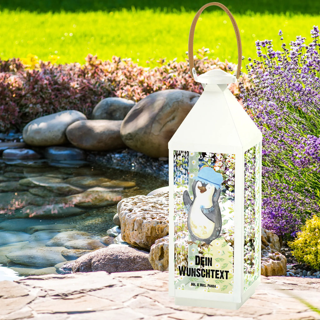 Personalisierte Deko Laterne Pinguin duscht Gartenlampe, Gartenleuchte, Gartendekoration, Gartenlicht, Laterne kleine Laternen, XXL Laternen, Laterne groß, Pinguin, Pinguine, Dusche, duschen, Lebensmotto, Motivation, Neustart, Neuanfang, glücklich sein