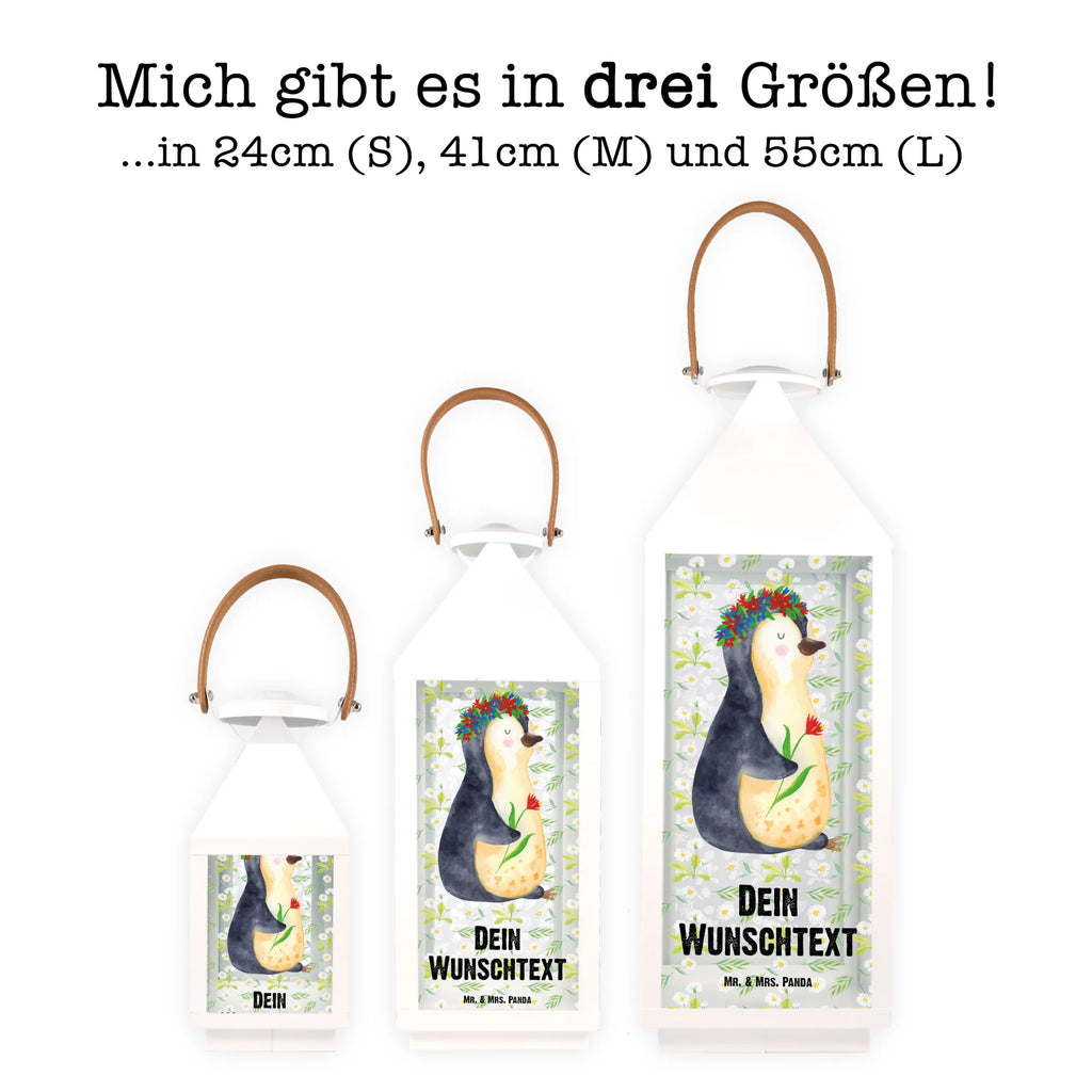 Personalisierte Deko Laterne Pinguin Blumenkranz Gartenlampe, Gartenleuchte, Gartendekoration, Gartenlicht, Laterne kleine Laternen, XXL Laternen, Laterne groß, Pinguin, Pinguine, Blumenkranz, Universum, Leben, Wünsche, Ziele, Lebensziele, Motivation, Lebenslust, Liebeskummer, Geschenkidee