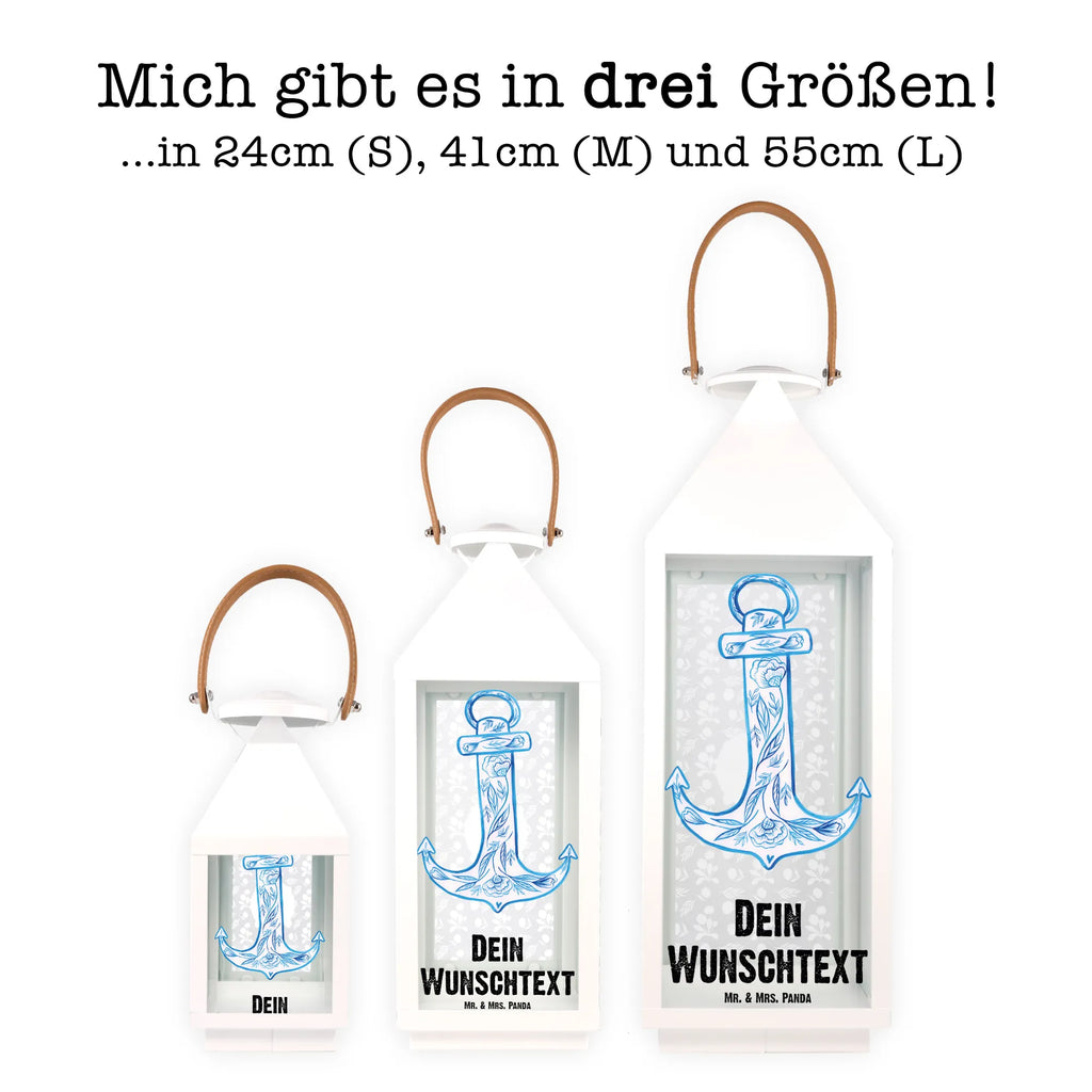 Personalisierte Deko Laterne Anker Blau Gartenlampe, Gartenleuchte, Gartendekoration, Gartenlicht, Laterne kleine Laternen, XXL Laternen, Laterne groß, Tiermotive, Gute Laune, lustige Sprüche, Tiere