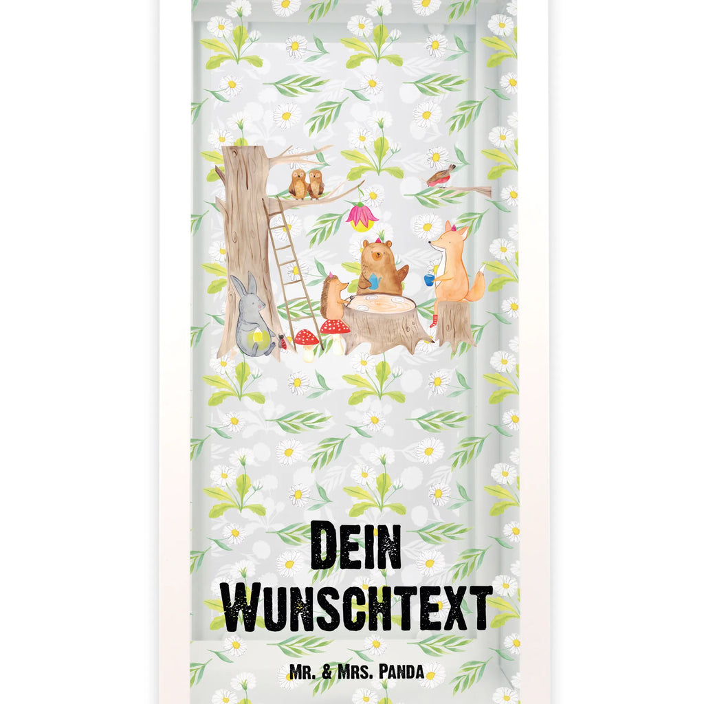 Personalisierte Deko Laterne Waldtiere Picknick Gartenlampe, Gartenleuchte, Gartendekoration, Gartenlicht, Laterne kleine Laternen, XXL Laternen, Laterne groß, Tiermotive, Gute Laune, lustige Sprüche, Tiere, Waldtiere, Picknick, Wald, Fuchs, Hase, Igel, Maus, Eichhörnchen