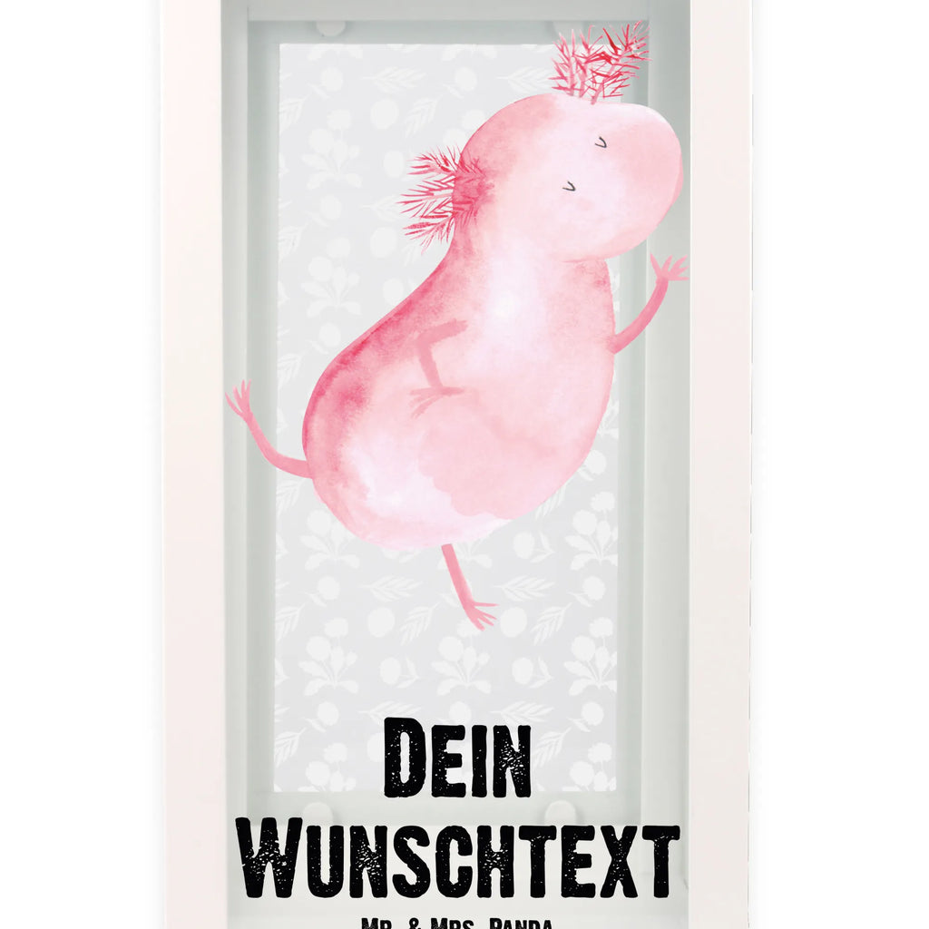 Personalisierte Deko Laterne Axolotl tanzt Gartenlampe, Gartenleuchte, Gartendekoration, Gartenlicht, Laterne kleine Laternen, XXL Laternen, Laterne groß, Axolotl, Molch, Axolot, Schwanzlurch, Lurch, Lurche, Dachschaden, Sterne, verrückt, Freundin, beste Freundin