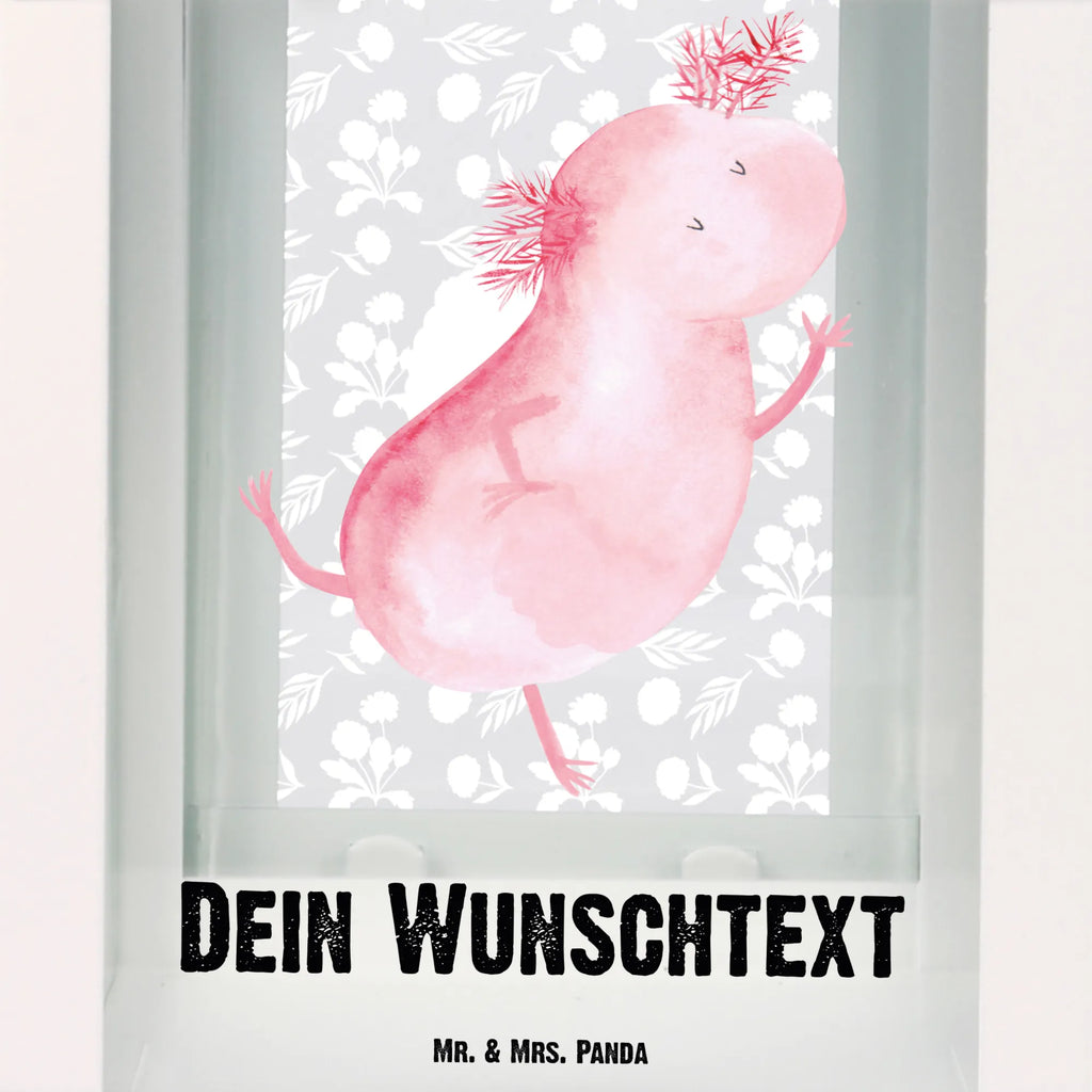 Personalisierte Deko Laterne Axolotl tanzt Gartenlampe, Gartenleuchte, Gartendekoration, Gartenlicht, Laterne kleine Laternen, XXL Laternen, Laterne groß, Axolotl, Molch, Axolot, Schwanzlurch, Lurch, Lurche, Dachschaden, Sterne, verrückt, Freundin, beste Freundin