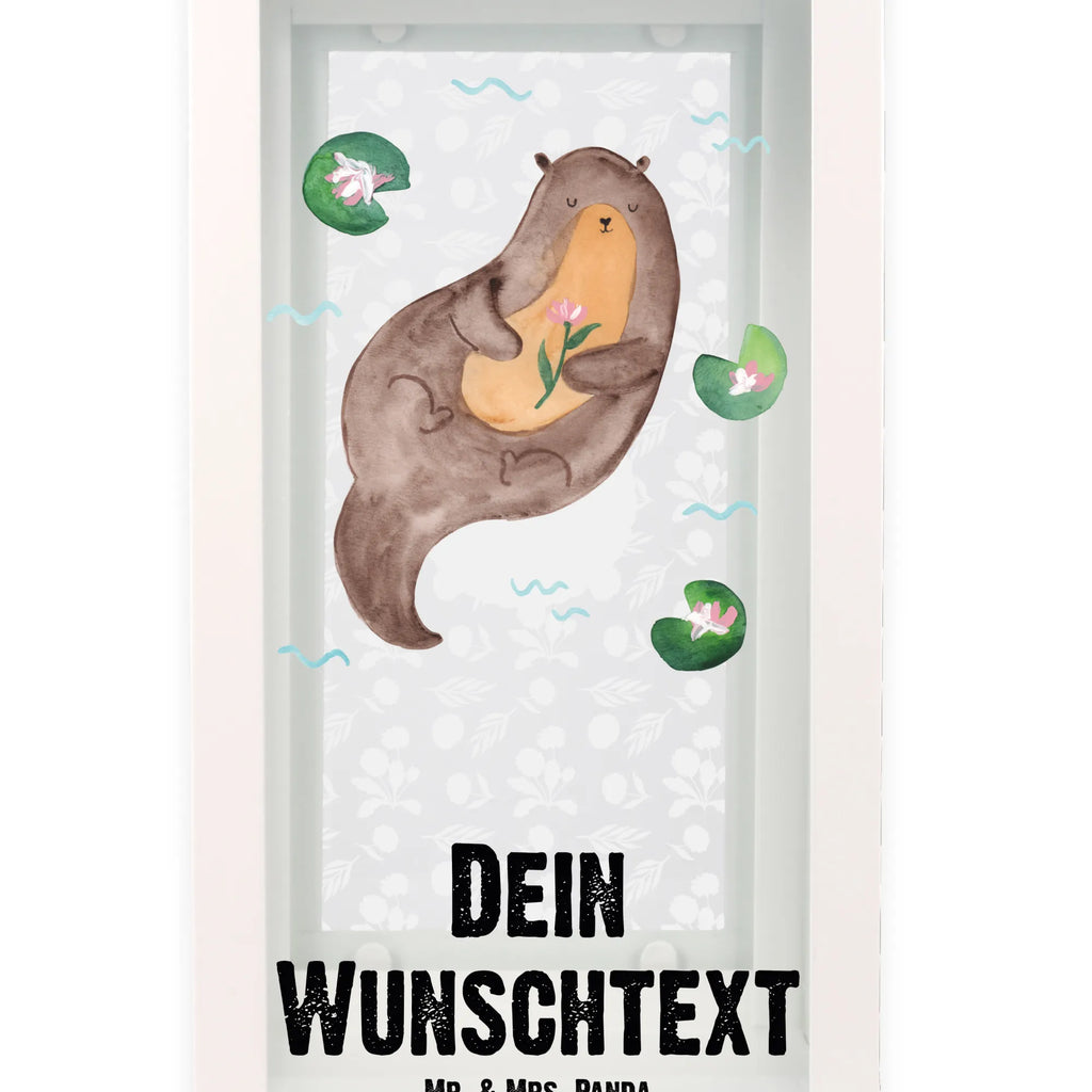 Personalisierte Deko Laterne Otter mit Seerose Gartenlampe, Gartenleuchte, Gartendekoration, Gartenlicht, Laterne kleine Laternen, XXL Laternen, Laterne groß, Otter, Fischotter, Seeotter, Otter Seeotter See Otter