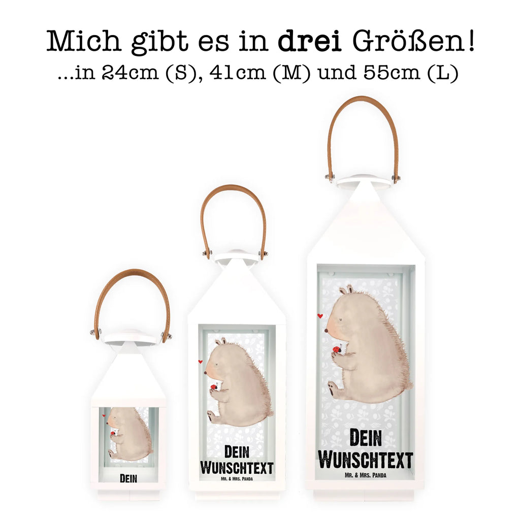 Personalisierte Deko Laterne Bär mit Marienkäfer Gartenlampe, Gartenleuchte, Gartendekoration, Gartenlicht, Laterne kleine Laternen, XXL Laternen, Laterne groß, Bär, Teddy, Teddybär, Marienkäfer, Liebe, Freiheit, Motivation, Das Leben ist schön