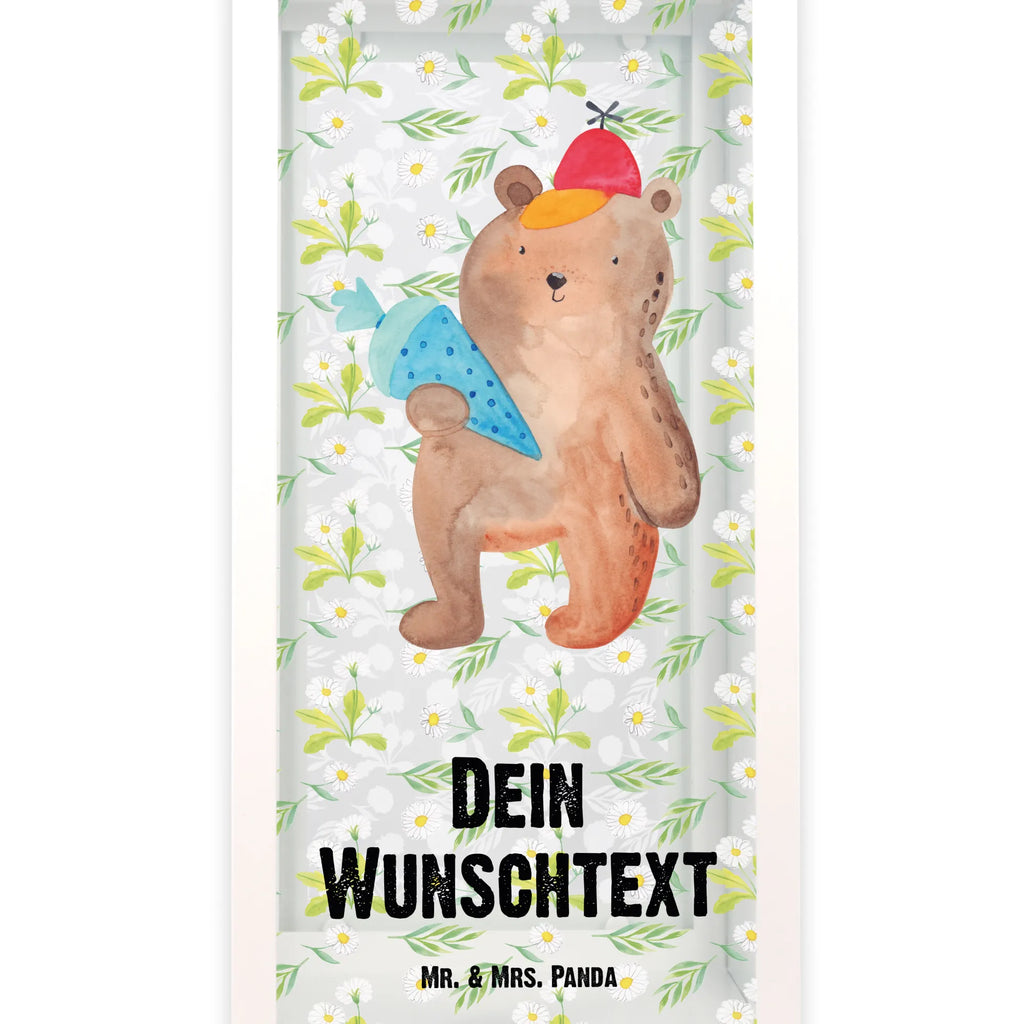 Personalisierte Deko Laterne Bär mit Schultüte Gartenlampe, Gartenleuchte, Gartendekoration, Gartenlicht, Laterne kleine Laternen, XXL Laternen, Laterne groß, Bär, Teddy, Teddybär, Bär Motiv, Schultüte, Erster Schultag Geschenk, Einschulung Geschenk, Schule Geschenk, Grundschule, Schulanfang, Schulbeginn