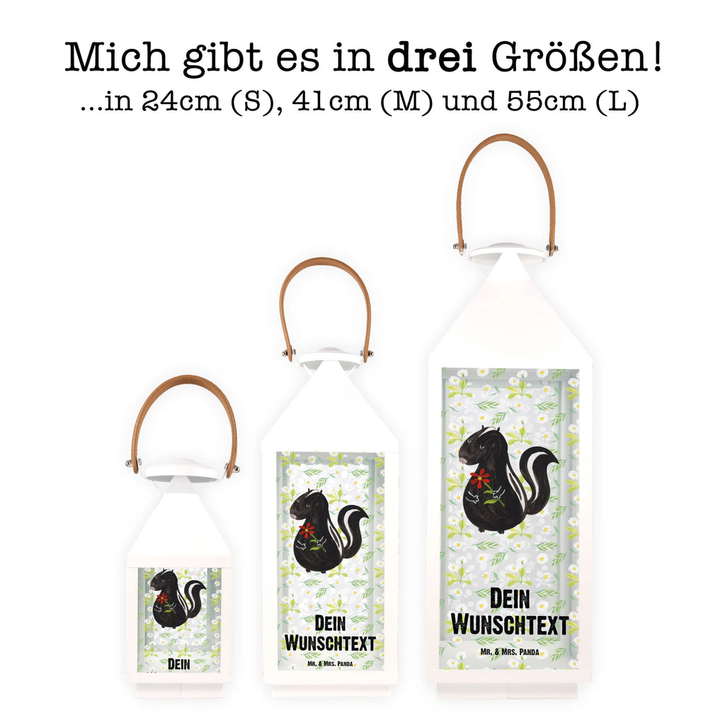 Personalisierte Deko Laterne Stinktier Blume Gartenlampe, Gartenleuchte, Gartendekoration, Gartenlicht, Laterne kleine Laternen, XXL Laternen, Laterne groß, Stinktier, Skunk, Wildtier, Raubtier, Stinker, Stinki, Tagträumer, verträumt, Dreams, Träume