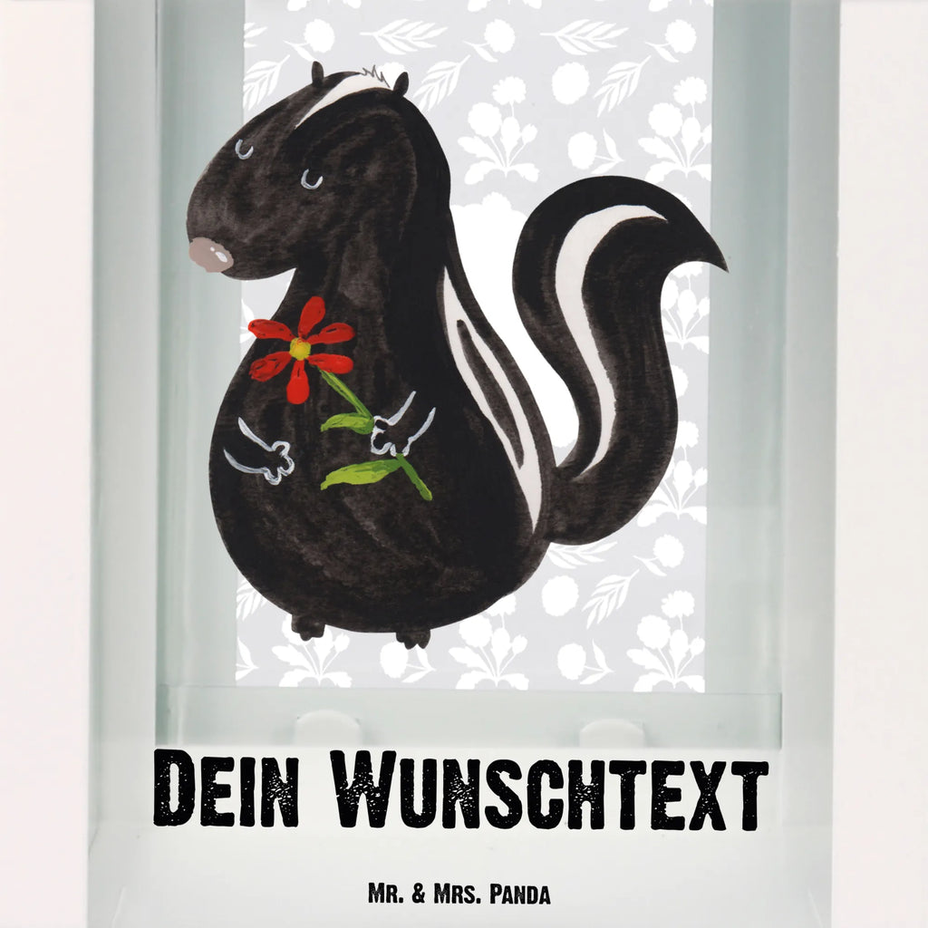 Personalisierte Deko Laterne Stinktier Blume Gartenlampe, Gartenleuchte, Gartendekoration, Gartenlicht, Laterne kleine Laternen, XXL Laternen, Laterne groß, Stinktier, Skunk, Wildtier, Raubtier, Stinker, Stinki, Tagträumer, verträumt, Dreams, Träume