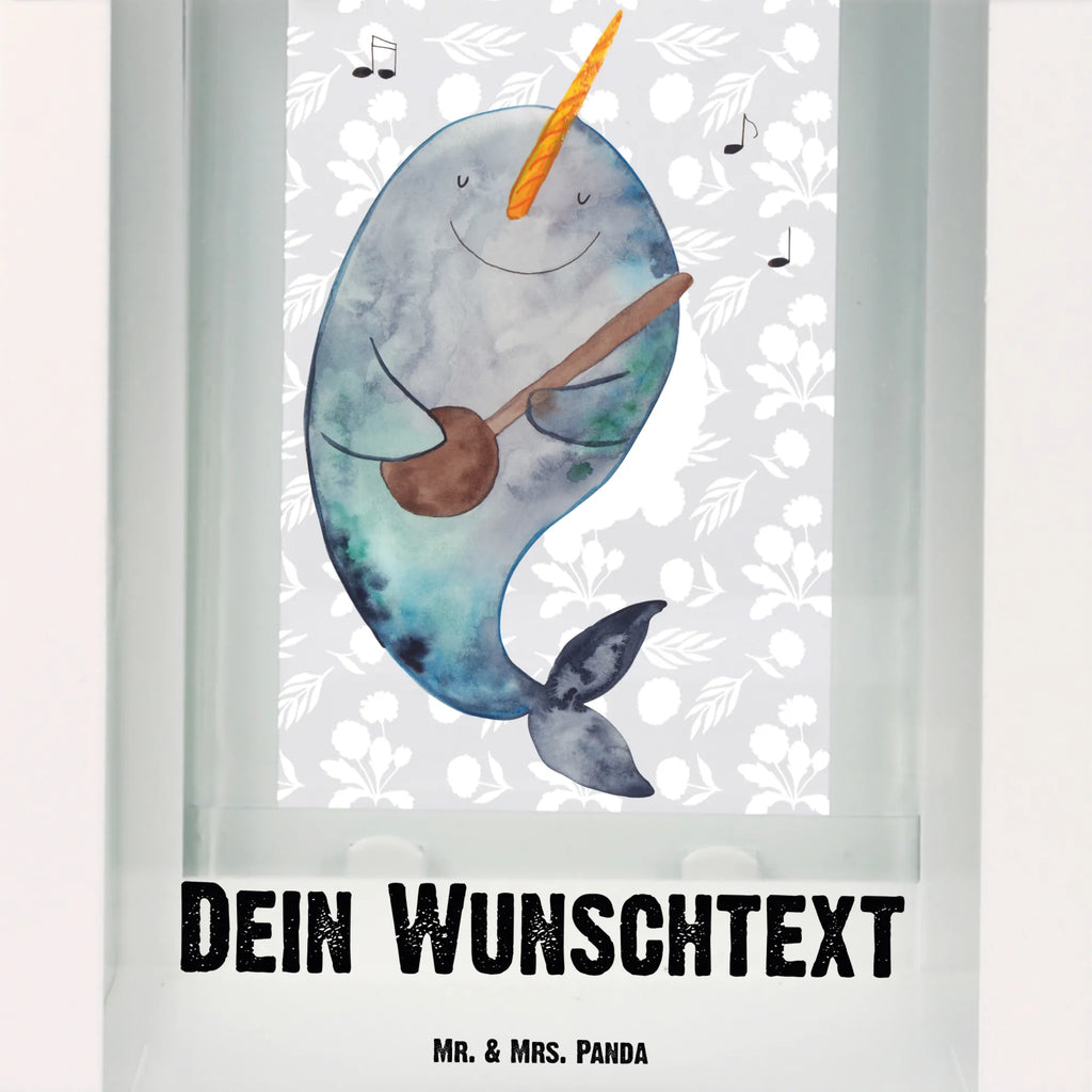 Personalisierte Deko Laterne Narwal Gitarre Gartenlampe, Gartenleuchte, Gartendekoration, Gartenlicht, Laterne kleine Laternen, XXL Laternen, Laterne groß, Meerestiere, Meer, Urlaub, Narwal, Wal, Tanzen, Probleme, Problemlösung, Frust, Gespräche, Gitarre