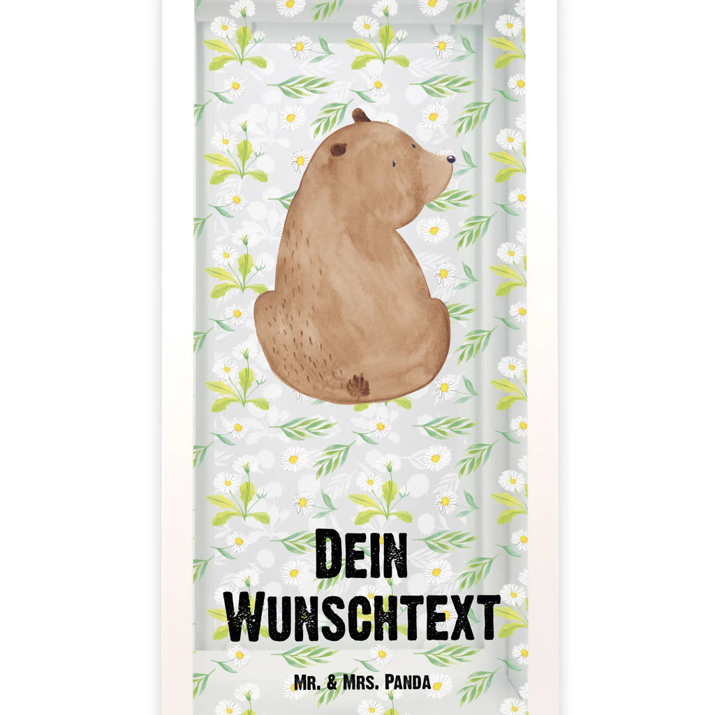 Personalisierte Deko Laterne Bär Schulterblick Gartenlampe, Gartenleuchte, Gartendekoration, Gartenlicht, Laterne kleine Laternen, XXL Laternen, Laterne groß, Bär, Teddy, Teddybär, Selbstachtung, Weltansicht, Motivation, Bären, Bärenliebe, Weisheit