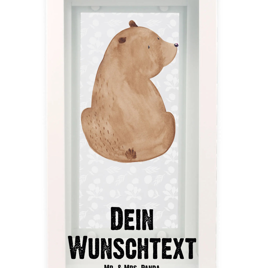 Personalisierte Deko Laterne Bär Schulterblick Gartenlampe, Gartenleuchte, Gartendekoration, Gartenlicht, Laterne kleine Laternen, XXL Laternen, Laterne groß, Bär, Teddy, Teddybär, Selbstachtung, Weltansicht, Motivation, Bären, Bärenliebe, Weisheit