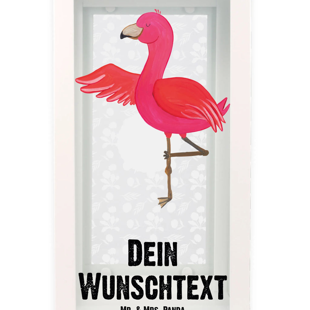 Personalisierte Deko Laterne Flamingo Yoga Gartenlampe, Gartenleuchte, Gartendekoration, Gartenlicht, Laterne kleine Laternen, XXL Laternen, Laterne groß, Flamingo, Vogel, Yoga, Namaste, Achtsamkeit, Yoga-Übung, Entspannung, Ärger, Aufregen, Tiefenentspannung