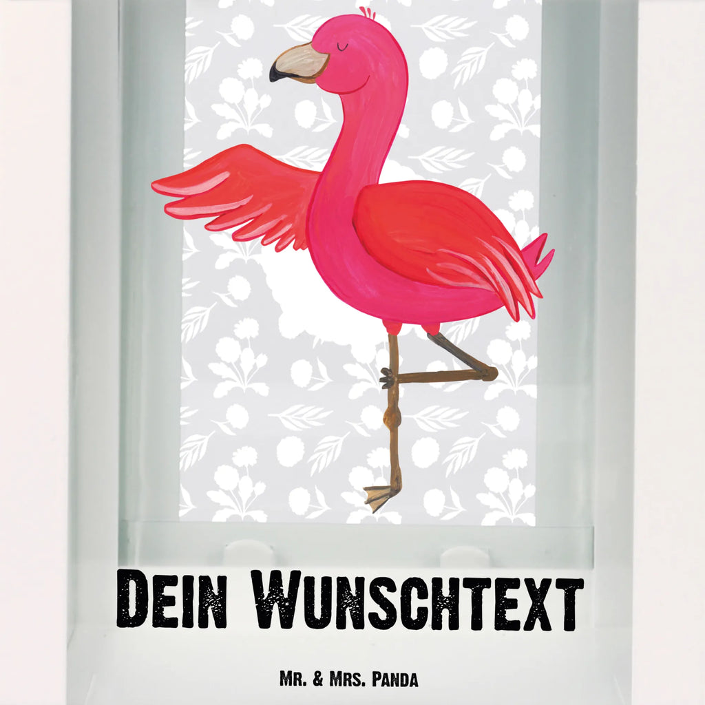 Personalisierte Deko Laterne Flamingo Yoga Gartenlampe, Gartenleuchte, Gartendekoration, Gartenlicht, Laterne kleine Laternen, XXL Laternen, Laterne groß, Flamingo, Vogel, Yoga, Namaste, Achtsamkeit, Yoga-Übung, Entspannung, Ärger, Aufregen, Tiefenentspannung