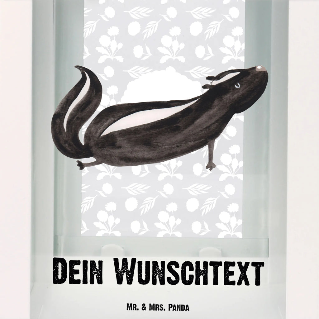 Personalisierte Deko Laterne Stinktier Yoga Gartenlampe, Gartenleuchte, Gartendekoration, Gartenlicht, Laterne kleine Laternen, XXL Laternen, Laterne groß, Stinktier, Skunk, Wildtier, Raubtier, Stinker, Stinki, Yoga, Namaste, Lebe, Liebe, Lache