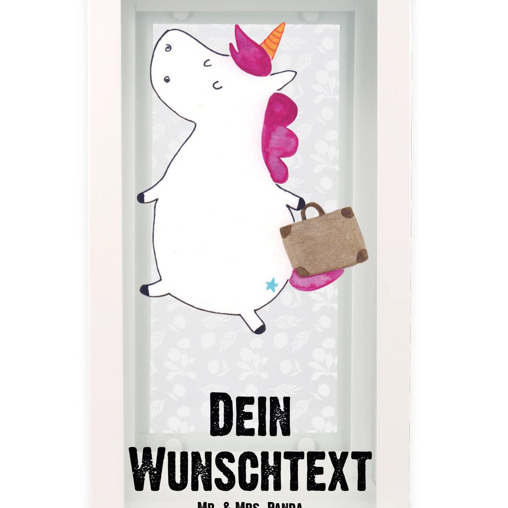 Personalisierte Deko Laterne Einhorn Koffer Gartenlampe, Gartenleuchte, Gartendekoration, Gartenlicht, Laterne kleine Laternen, XXL Laternen, Laterne groß, Einhorn, Einhörner, Einhorn Deko, Unicorn, unicorn, Koffer, Verreisen, Reise, Gepäck, Abenteuer, Erwachsen, Kind, albern, Spaß, lustig, witzig