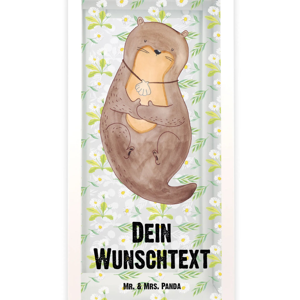 Personalisierte Deko Laterne Otter mit Muschelmedaillon Gartenlampe, Gartenleuchte, Gartendekoration, Gartenlicht, Laterne kleine Laternen, XXL Laternen, Laterne groß, Otter, Fischotter, Seeotter, Otterliebe, grübeln, träumen, Motivation, Tagträumen, Büro