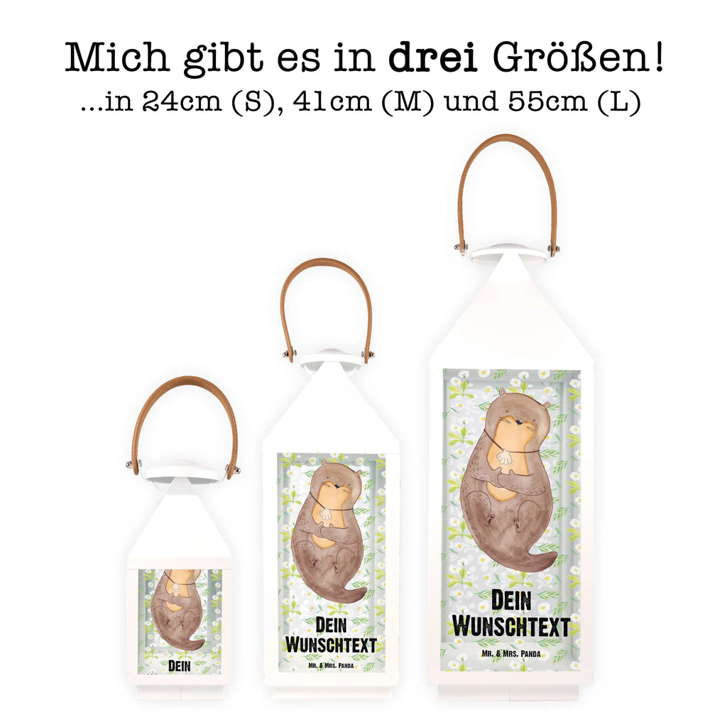 Personalisierte Deko Laterne Otter mit Muschelmedaillon Gartenlampe, Gartenleuchte, Gartendekoration, Gartenlicht, Laterne kleine Laternen, XXL Laternen, Laterne groß, Otter, Fischotter, Seeotter, Otterliebe, grübeln, träumen, Motivation, Tagträumen, Büro