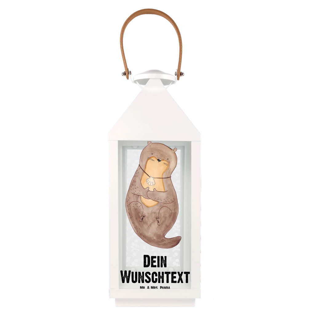 Personalisierte Deko Laterne Otter mit Muschelmedaillon Gartenlampe, Gartenleuchte, Gartendekoration, Gartenlicht, Laterne kleine Laternen, XXL Laternen, Laterne groß, Otter, Fischotter, Seeotter, Otterliebe, grübeln, träumen, Motivation, Tagträumen, Büro