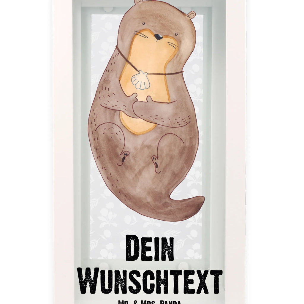 Personalisierte Deko Laterne Otter mit Muschelmedaillon Gartenlampe, Gartenleuchte, Gartendekoration, Gartenlicht, Laterne kleine Laternen, XXL Laternen, Laterne groß, Otter, Fischotter, Seeotter, Otterliebe, grübeln, träumen, Motivation, Tagträumen, Büro