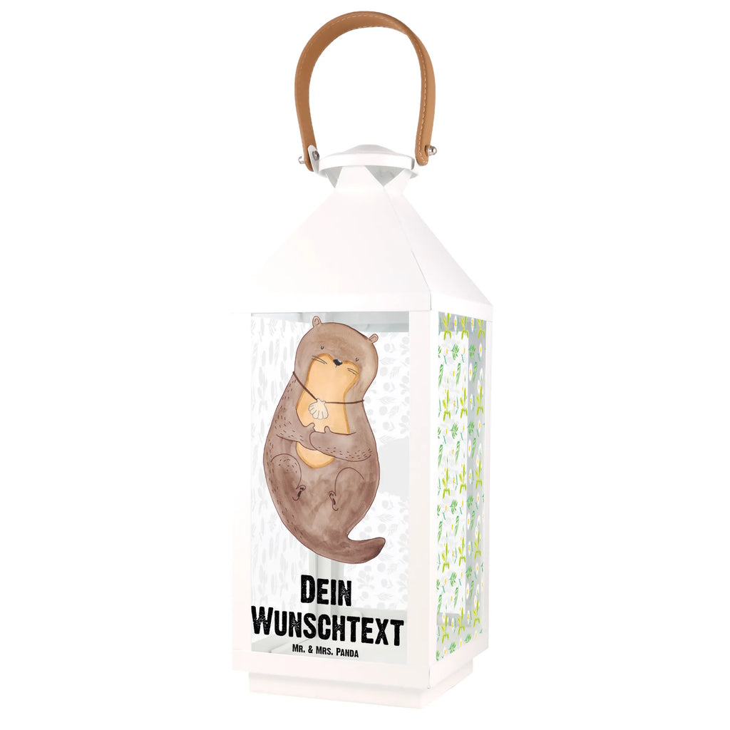 Personalisierte Deko Laterne Otter mit Muschelmedaillon Gartenlampe, Gartenleuchte, Gartendekoration, Gartenlicht, Laterne kleine Laternen, XXL Laternen, Laterne groß, Otter, Fischotter, Seeotter, Otterliebe, grübeln, träumen, Motivation, Tagträumen, Büro