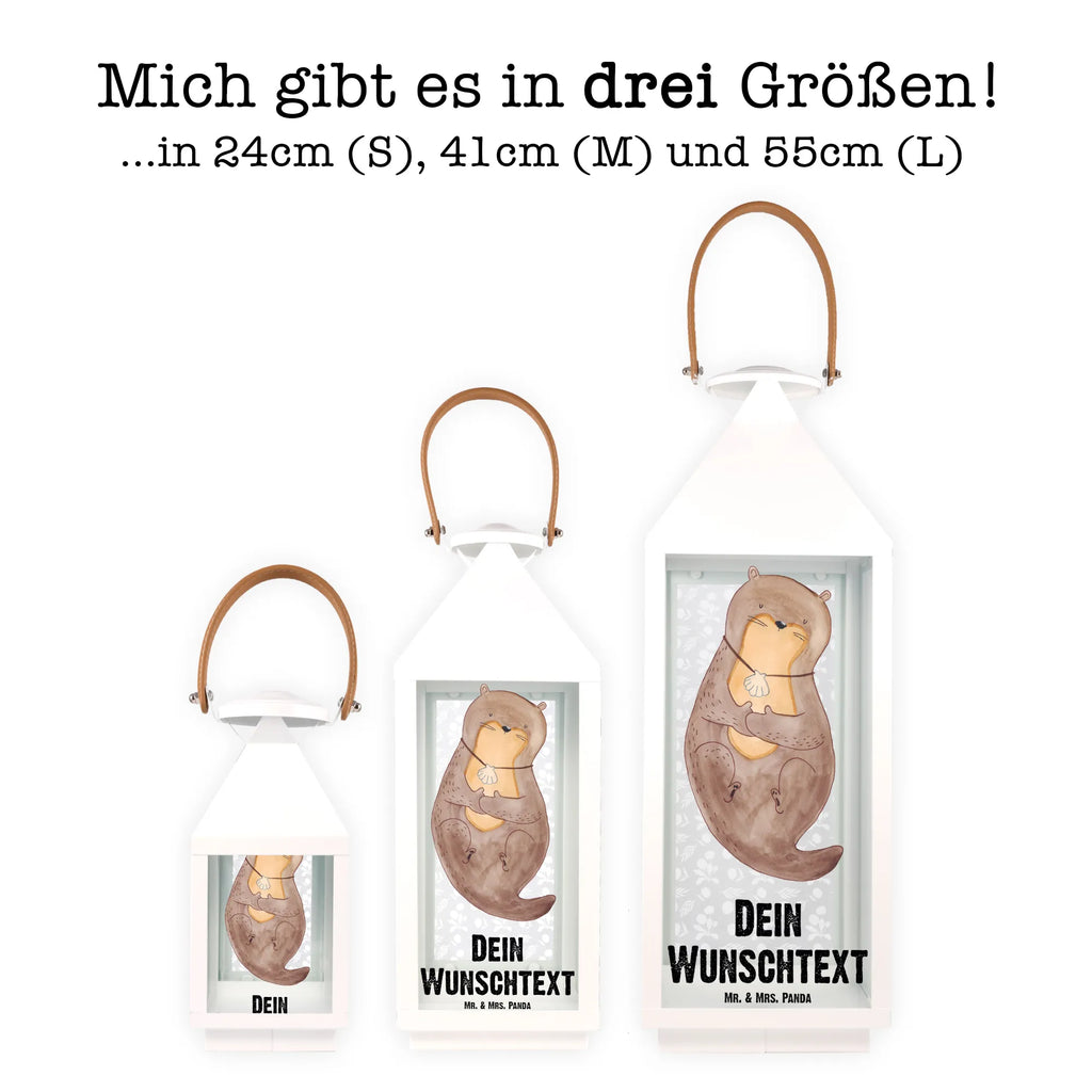 Personalisierte Deko Laterne Otter mit Muschelmedaillon Gartenlampe, Gartenleuchte, Gartendekoration, Gartenlicht, Laterne kleine Laternen, XXL Laternen, Laterne groß, Otter, Fischotter, Seeotter, Otterliebe, grübeln, träumen, Motivation, Tagträumen, Büro