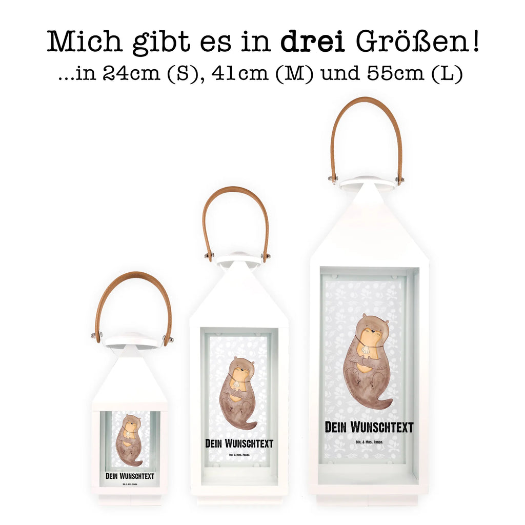 Personalisierte Deko Laterne Otter mit Muschelmedaillon Gartenlampe, Gartenleuchte, Gartendekoration, Gartenlicht, Laterne kleine Laternen, XXL Laternen, Laterne groß, Otter, Fischotter, Seeotter, Otterliebe, grübeln, träumen, Motivation, Tagträumen, Büro