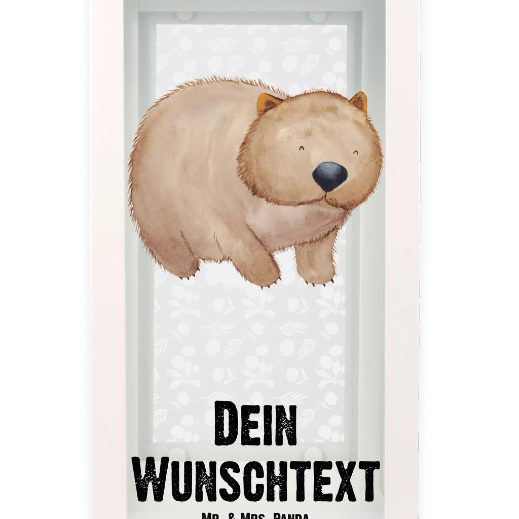 Personalisierte Deko Laterne Wombat Gartenlampe, Gartenleuchte, Gartendekoration, Gartenlicht, Laterne kleine Laternen, XXL Laternen, Laterne groß, Tiermotive, Gute Laune, lustige Sprüche, Tiere, Wombat, Das Leben ist schön, Motivation, Spruch, Australien