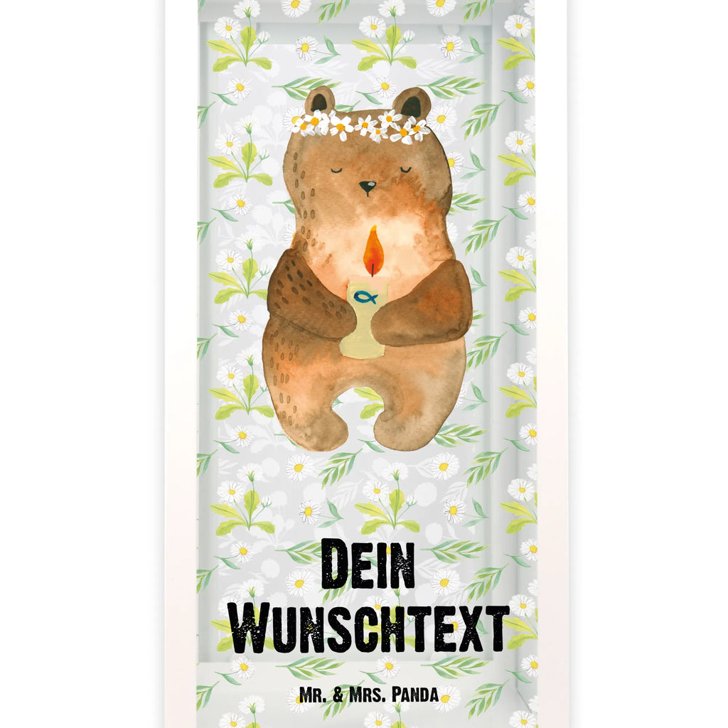 Personalisierte Deko Laterne Kommunion-Bär Gartenlampe, Gartenleuchte, Gartendekoration, Gartenlicht, Laterne kleine Laternen, XXL Laternen, Laterne groß, Bär, Teddy, Teddybär, Kommunion, Gottes Segen, Taufkerze, katholisch