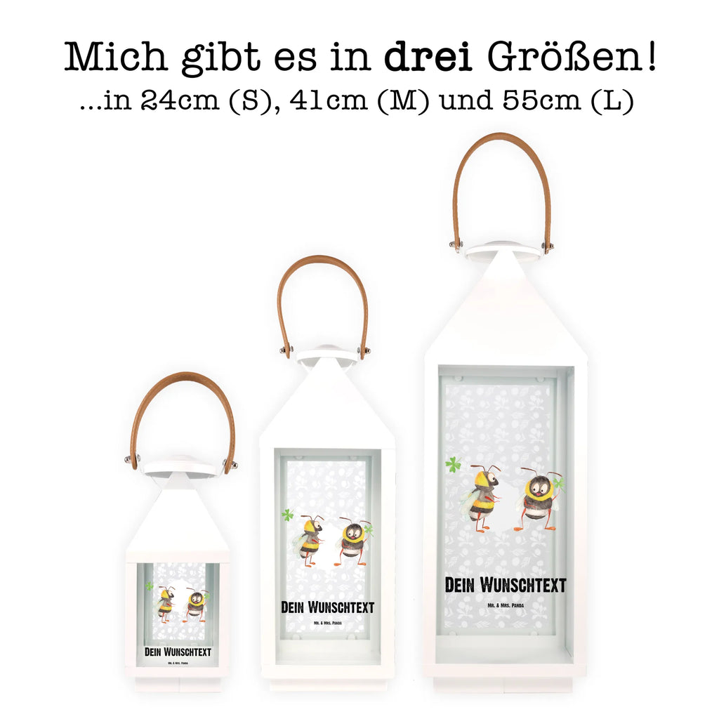 Personalisierte Deko Laterne Hummeln mit Kleeblatt Gartenlampe, Gartenleuchte, Gartendekoration, Gartenlicht, Laterne kleine Laternen, XXL Laternen, Laterne groß, Tiermotive, Gute Laune, lustige Sprüche, Tiere, Hummel, Biene, Spruch positiv, Biene Deko, Spruch schön, glücklich sein, glücklich werden, Spruch fröhlich