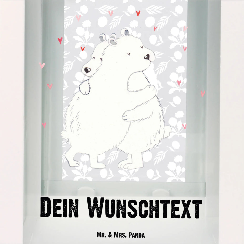 Personalisierte Deko Laterne Eisbär Umarmen Gartenlampe, Gartenleuchte, Gartendekoration, Gartenlicht, Laterne kleine Laternen, XXL Laternen, Laterne groß, Tiermotive, Gute Laune, lustige Sprüche, Tiere