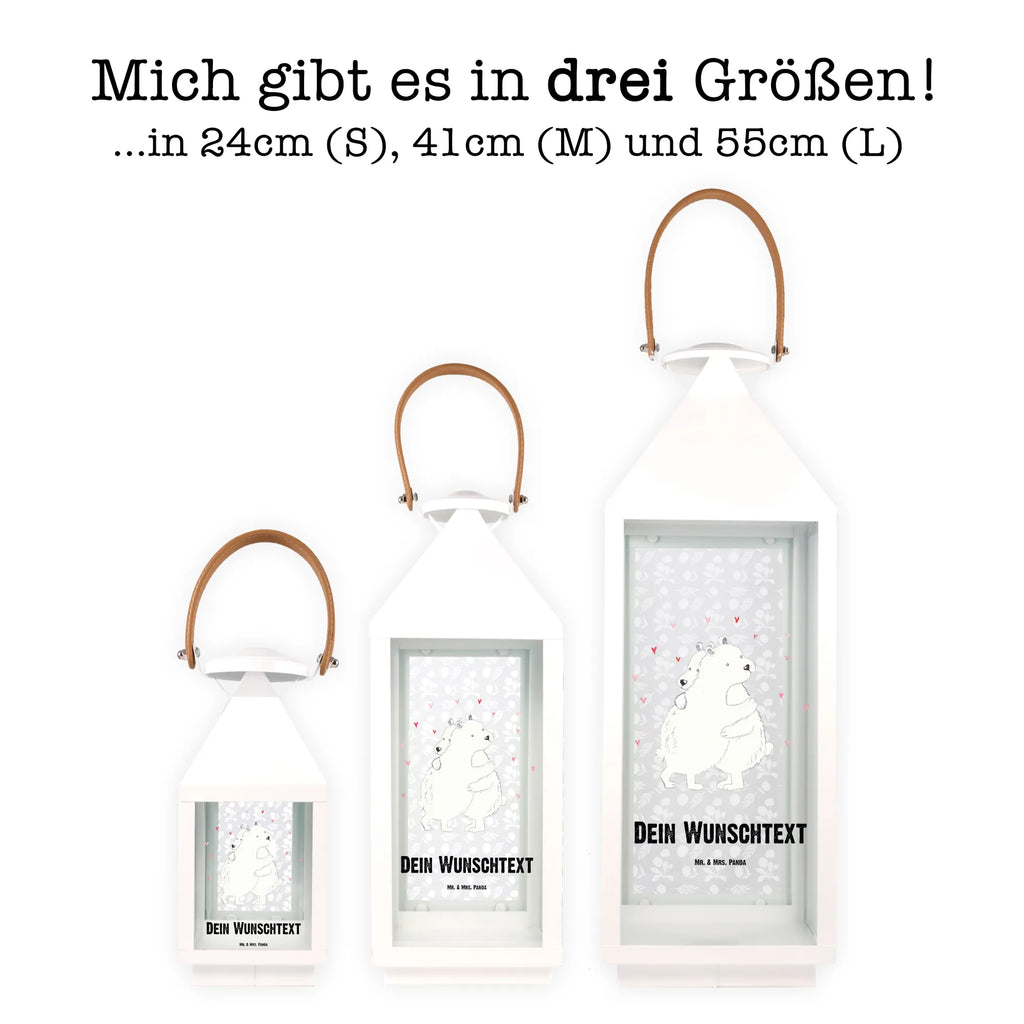 Personalisierte Deko Laterne Eisbär Umarmen Gartenlampe, Gartenleuchte, Gartendekoration, Gartenlicht, Laterne kleine Laternen, XXL Laternen, Laterne groß, Tiermotive, Gute Laune, lustige Sprüche, Tiere