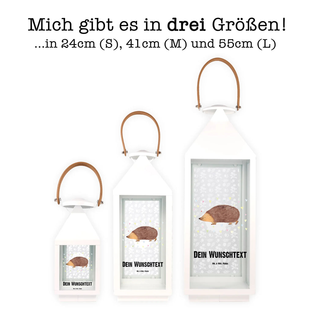 Personalisierte Deko Laterne Igel Herzen Gartenlampe, Gartenleuchte, Gartendekoration, Gartenlicht, Laterne kleine Laternen, XXL Laternen, Laterne groß, Tiermotive, Gute Laune, lustige Sprüche, Tiere, Liebe, Herz, Herzen, Igel, Vertrauen, Kuss, Leben