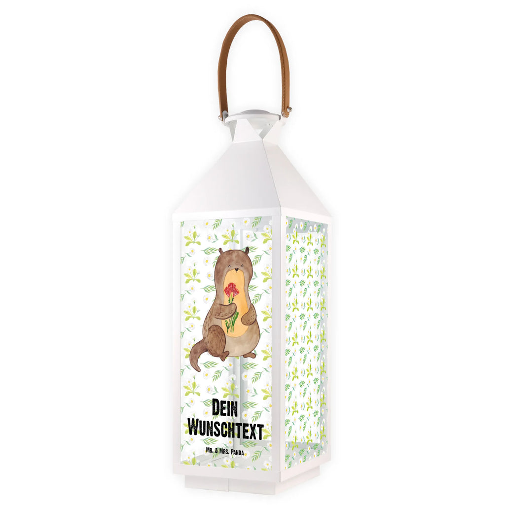 Personalisierte Deko Laterne Otter Blumenstrauß Gartenlampe, Gartenleuchte, Gartendekoration, Gartenlicht, Laterne kleine Laternen, XXL Laternen, Laterne groß, Otter, Fischotter, Seeotter, Otter Seeotter See Otter