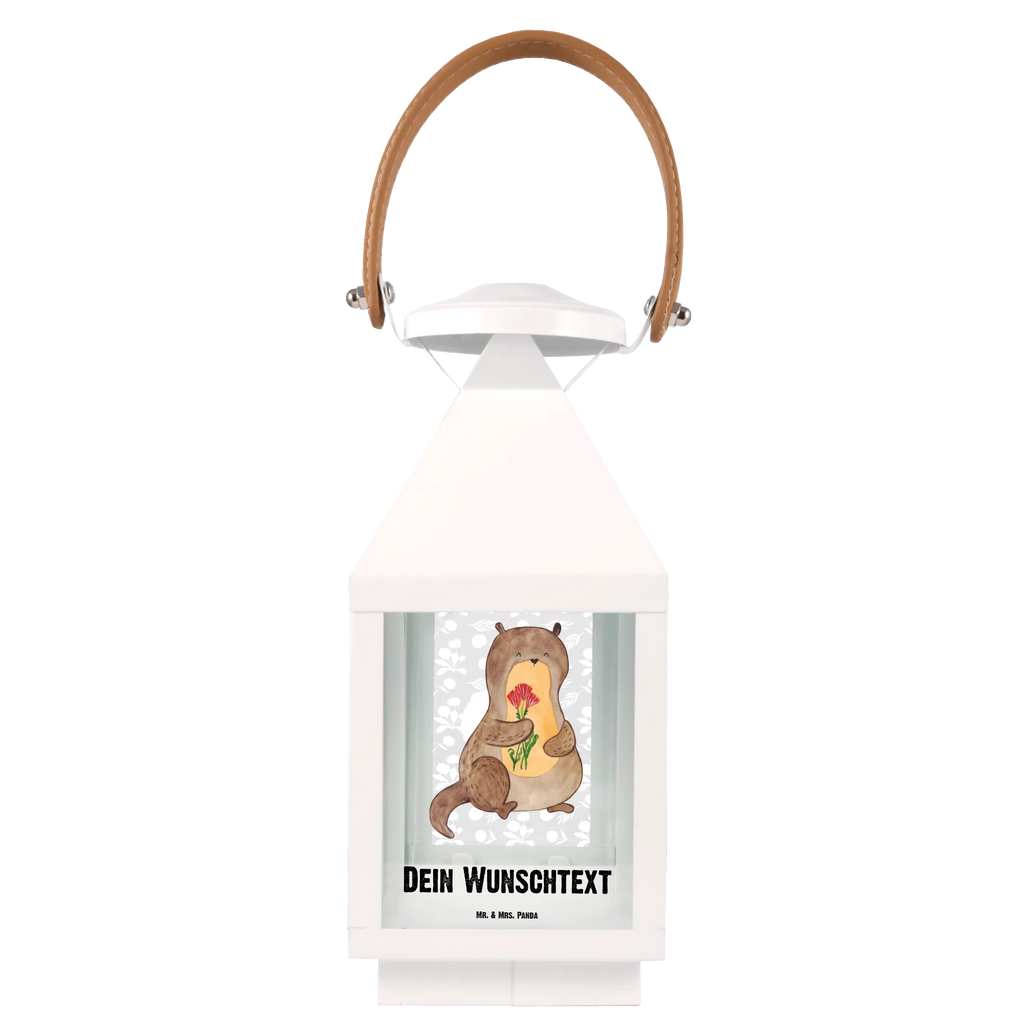 Personalisierte Deko Laterne Otter Blumenstrauß Gartenlampe, Gartenleuchte, Gartendekoration, Gartenlicht, Laterne kleine Laternen, XXL Laternen, Laterne groß, Otter, Fischotter, Seeotter, Otter Seeotter See Otter