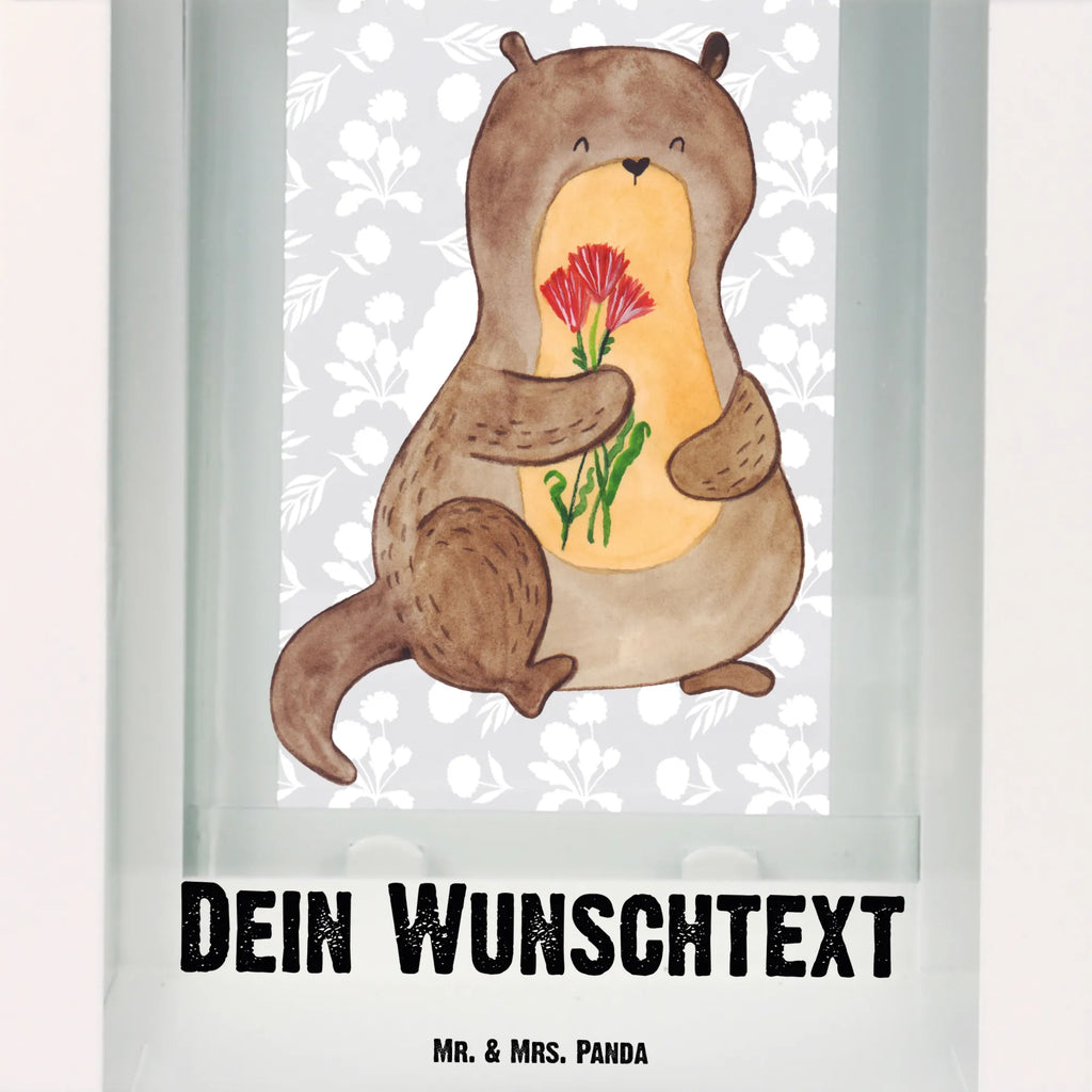 Personalisierte Deko Laterne Otter Blumenstrauß Gartenlampe, Gartenleuchte, Gartendekoration, Gartenlicht, Laterne kleine Laternen, XXL Laternen, Laterne groß, Otter, Fischotter, Seeotter, Otter Seeotter See Otter