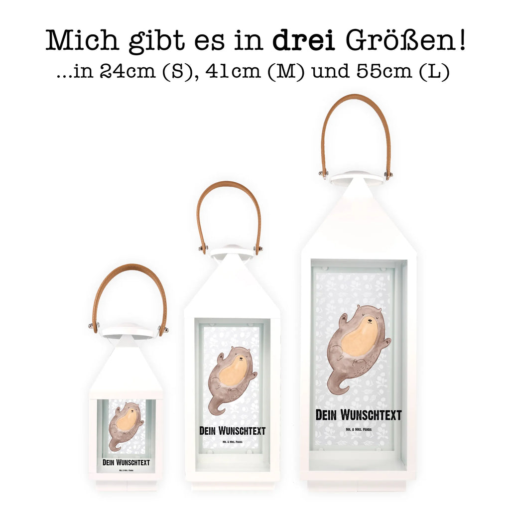 Personalisierte Deko Laterne Otter Umarmen Gartenlampe, Gartenleuchte, Gartendekoration, Gartenlicht, Laterne kleine Laternen, XXL Laternen, Laterne groß, Otter, Fischotter, Seeotter, Otter Seeotter See Otter