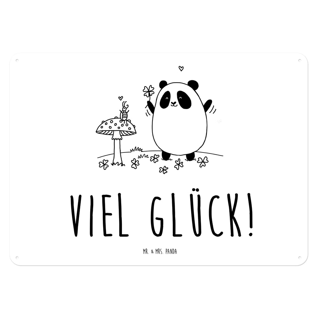 Blechschild Panda Glück Blechschild, Metallschild, Geschenk Schild, Schild, Magnet-Metall-Schild, Deko Schild, Wandschild, Wand-Dekoration, Türschild