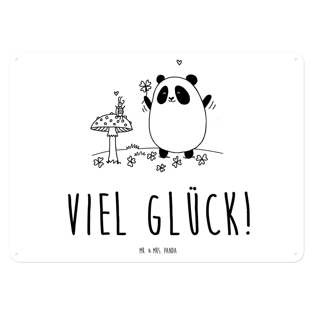 Blechschild Panda Glück Blechschild, Metallschild, Geschenk Schild, Schild, Magnet-Metall-Schild, Deko Schild, Wandschild, Wand-Dekoration, Türschild