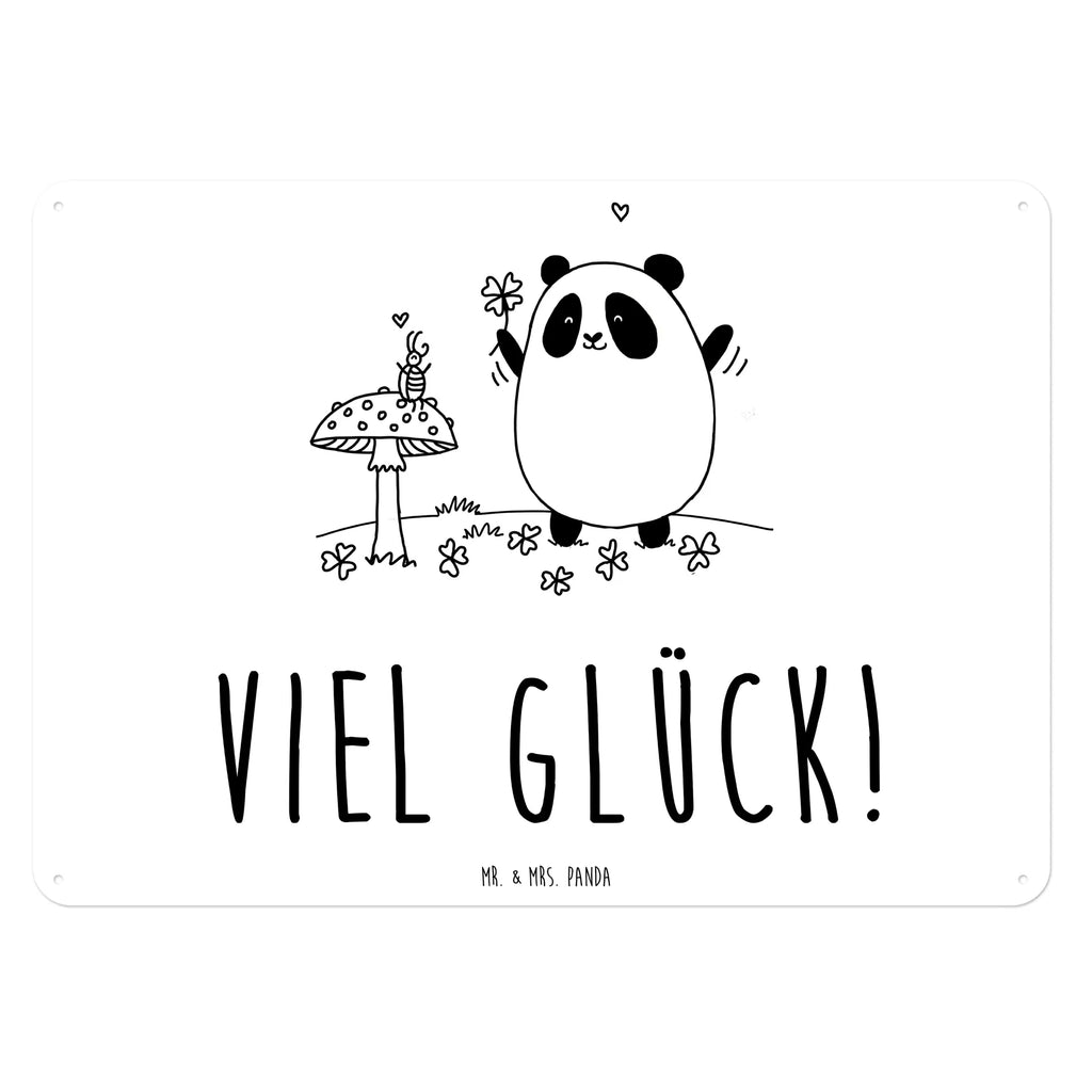 Blechschild Panda Glück Blechschild, Metallschild, Geschenk Schild, Schild, Magnet-Metall-Schild, Deko Schild, Wandschild, Wand-Dekoration, Türschild