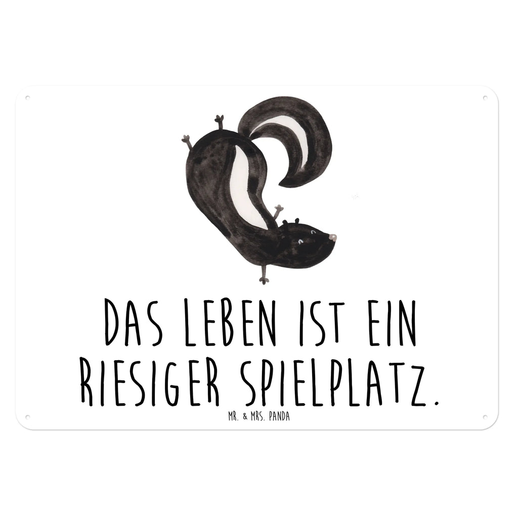 Blechschild Stinktier Handstand Blechschild, Metallschild, Geschenk Schild, Schild, Magnet-Metall-Schild, Deko Schild, Wandschild, Wand-Dekoration, Türschild, Stinktier, Skunk, Wildtier, Raubtier, Stinker, Stinki, Spielplatz, verpielt, Kind