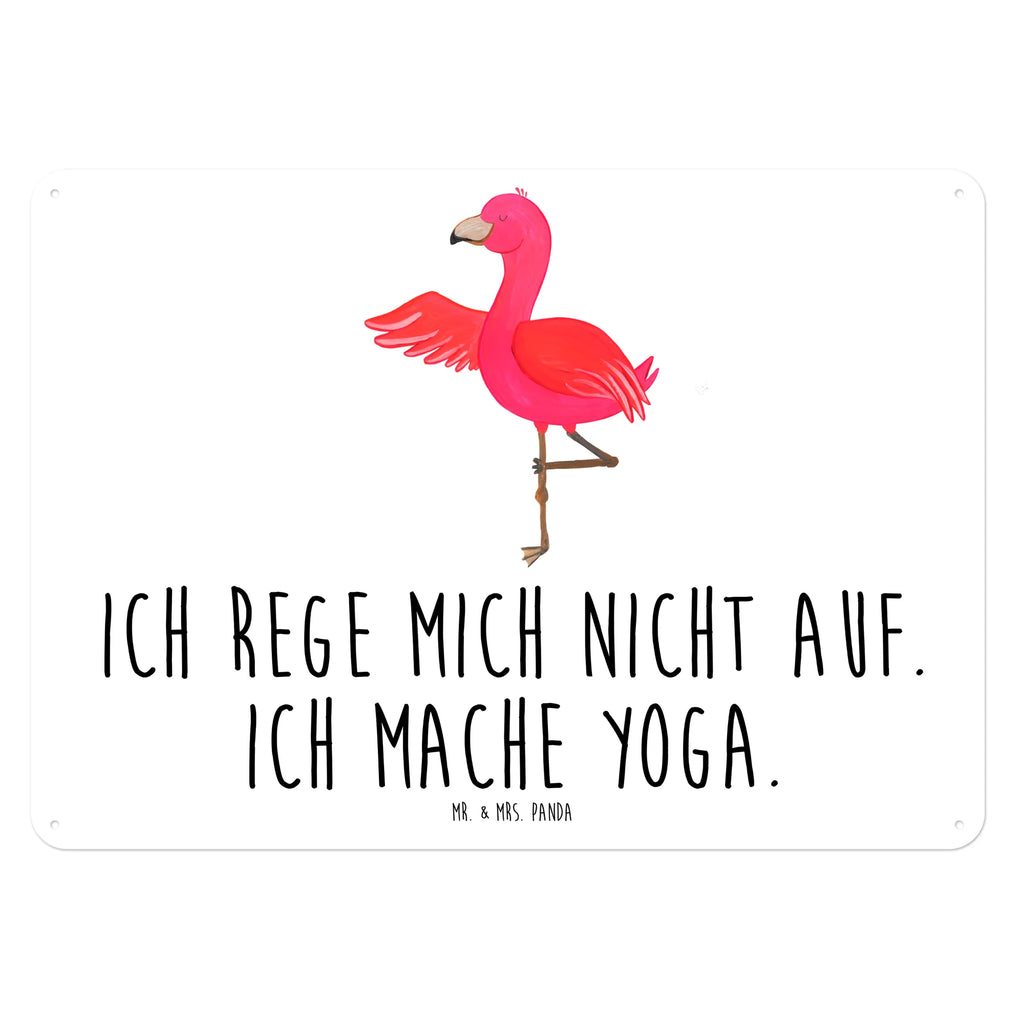 Blechschild Flamingo Yoga Blechschild, Metallschild, Geschenk Schild, Schild, Magnet-Metall-Schild, Deko Schild, Wandschild, Wand-Dekoration, Türschild, Flamingo, Vogel, Yoga, Namaste, Achtsamkeit, Yoga-Übung, Entspannung, Ärger, Aufregen, Tiefenentspannung