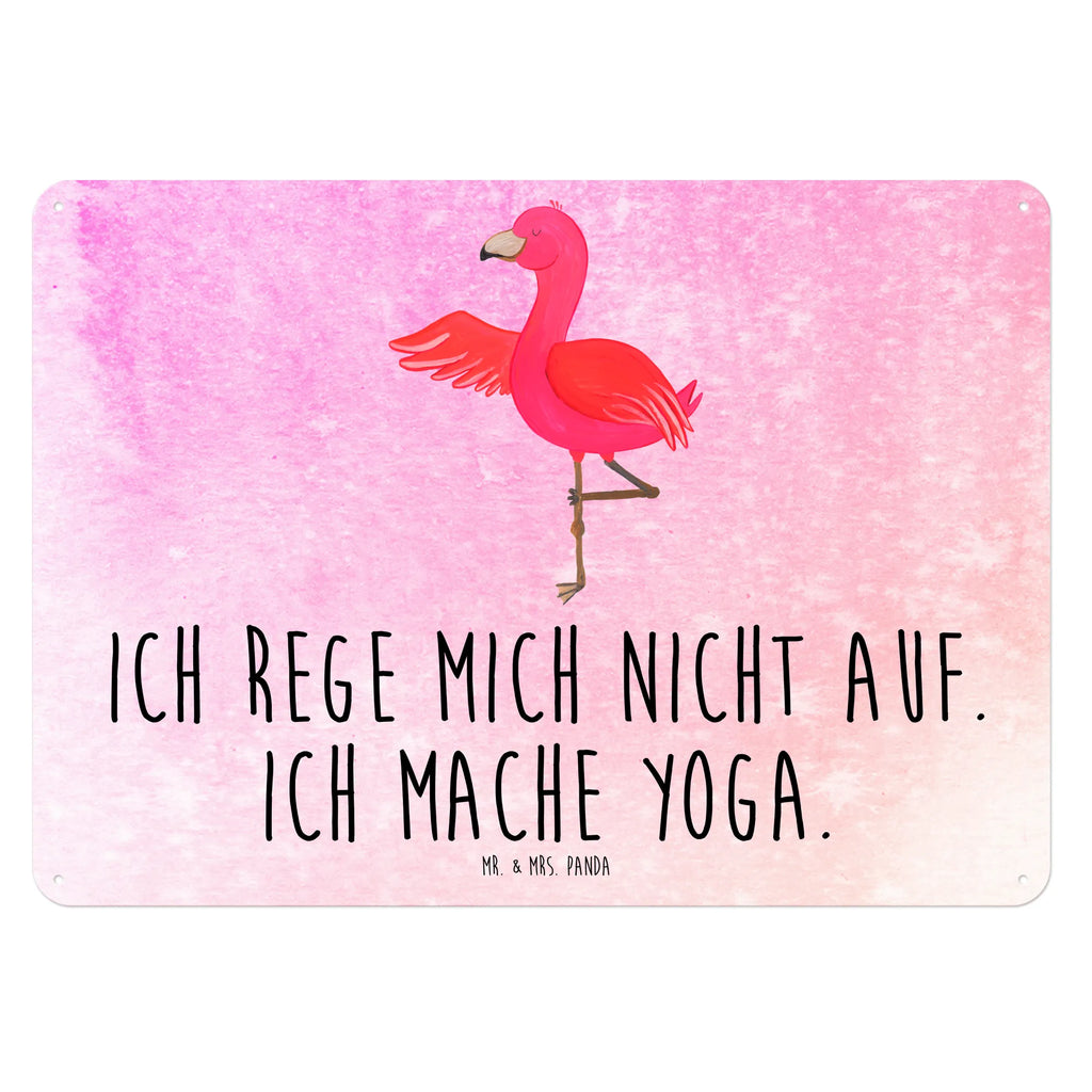 Blechschild Flamingo Yoga Blechschild, Metallschild, Geschenk Schild, Schild, Magnet-Metall-Schild, Deko Schild, Wandschild, Wand-Dekoration, Türschild, Flamingo, Vogel, Yoga, Namaste, Achtsamkeit, Yoga-Übung, Entspannung, Ärger, Aufregen, Tiefenentspannung