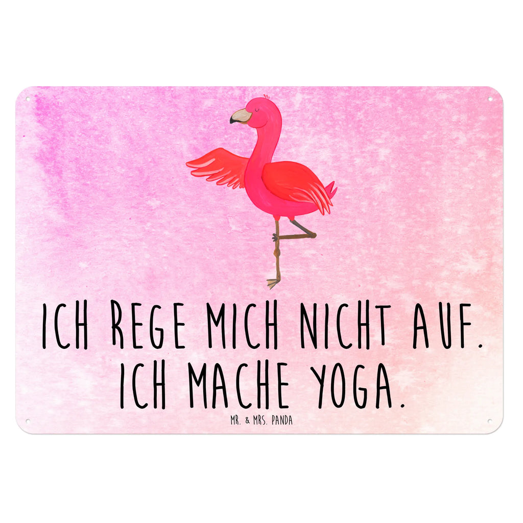 Blechschild Flamingo Yoga Blechschild, Metallschild, Geschenk Schild, Schild, Magnet-Metall-Schild, Deko Schild, Wandschild, Wand-Dekoration, Türschild, Flamingo, Vogel, Yoga, Namaste, Achtsamkeit, Yoga-Übung, Entspannung, Ärger, Aufregen, Tiefenentspannung