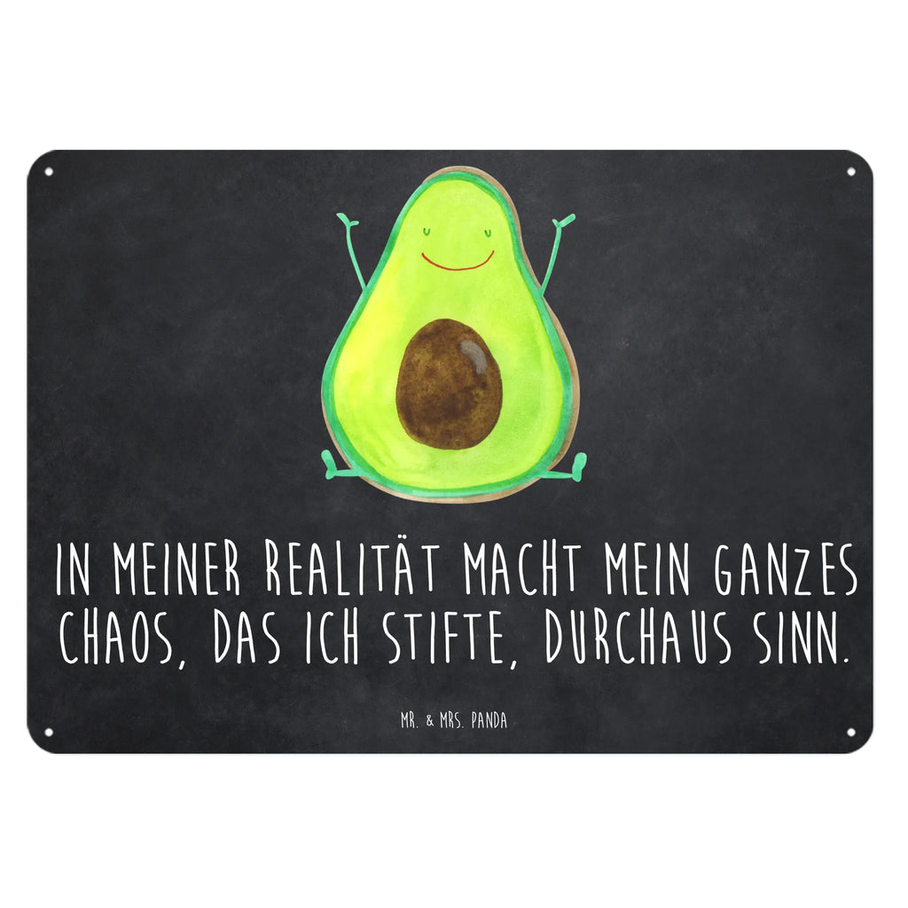 Blechschild Avocado Glücklich Blechschild, Metallschild, Geschenk Schild, Schild, Magnet-Metall-Schild, Deko Schild, Wandschild, Wand-Dekoration, Türschild, Avocado, Veggie, Vegan, Gesund, Chaos