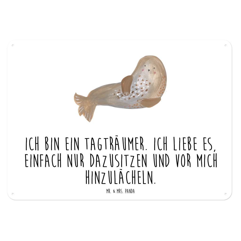 Blechschild Robbe Lachen Blechschild, Metallschild, Geschenk Schild, Schild, Magnet-Metall-Schild, Deko Schild, Wandschild, Wand-Dekoration, Türschild, Tiermotive, Gute Laune, lustige Sprüche, Tiere, Robbe, Robben, Seehund, Strand, Meerestier, Ostsee, Nordsee