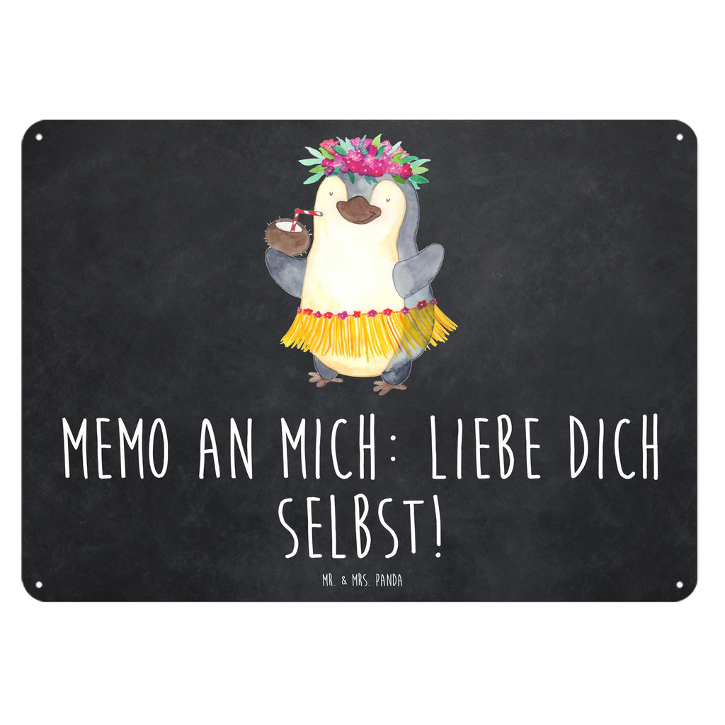 Blechschild Pinguin Kokosnuss Blechschild, Metallschild, Geschenk Schild, Schild, Magnet-Metall-Schild, Deko Schild, Wandschild, Wand-Dekoration, Türschild, Pinguin, Aloha, Hawaii, Urlaub, Kokosnuss, Pinguine