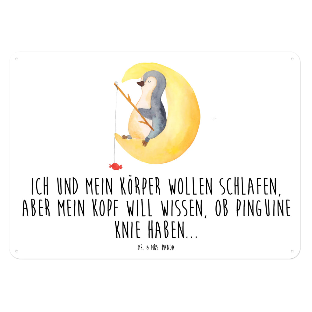 Blechschild Pinguin Mond Blechschild, Metallschild, Geschenk Schild, Schild, Magnet-Metall-Schild, Deko Schild, Wandschild, Wand-Dekoration, Türschild, Pinguin, Pinguine, Spruch, schlafen, Nachtruhe, Einschlafen, Schlafzimmer, Schlafstörungen, Gästezimmer